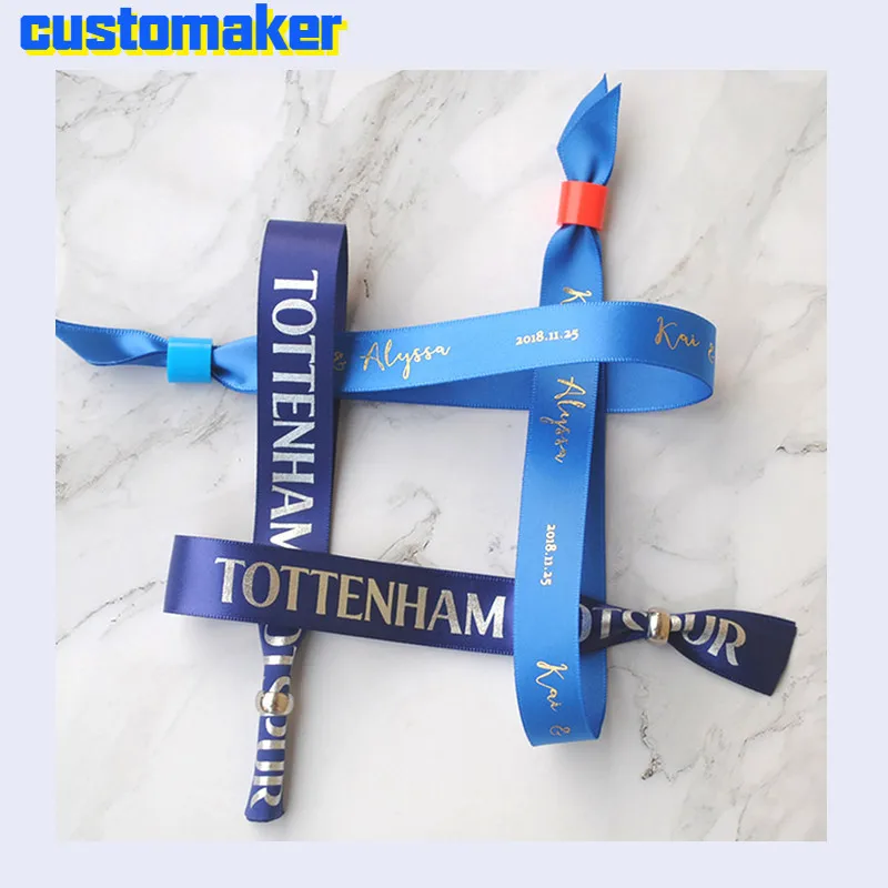 High-end тиснение золотом изготовленный на заказ атласный браслет старших Индивидуальные ленты для вечерние мероприятия и концерта/бар идентификации группа