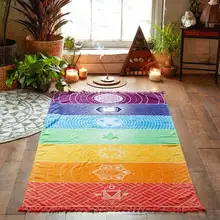 150x75 см Коврик для йоги гобелен Радуга 7 цветов в полоску пляжное полотенце летнее настенное одеяло Мандала для путешествий Солнцезащитная шаль