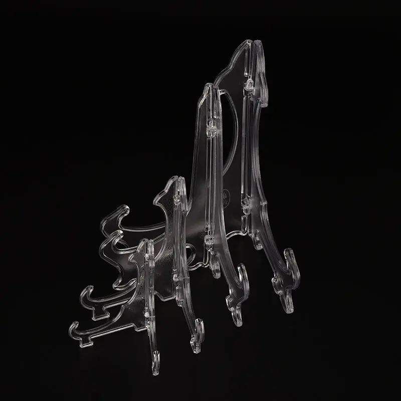 

3/5/7/8inche Clear Plastic Easels Plate Holders Display Dish Rack Picture Frame Photo Book Pedestal Holder Display Stand Stander