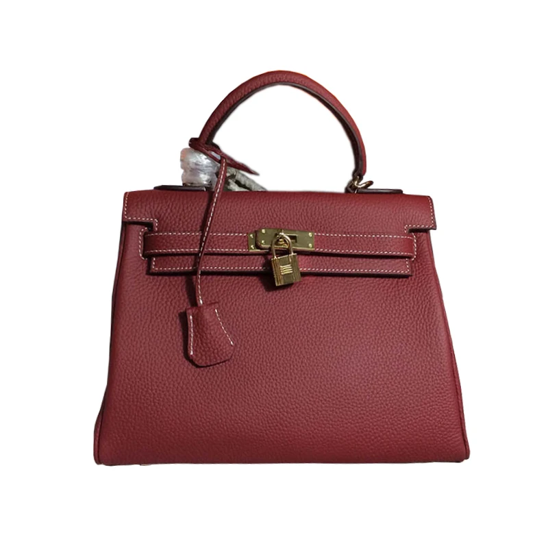 

2018 Fashion Genuine Leather Famous Brand can Paint Logo Women's Gold Lock Handbags Designer Shoulder Crossbody Bolsas Totes