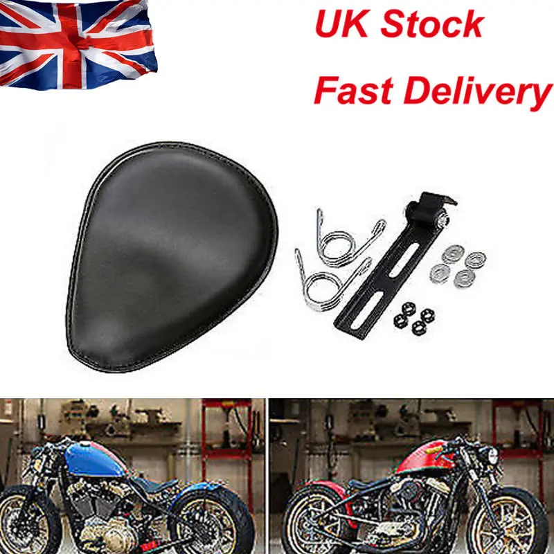 

New Motorcycle 3'' Spring Solo Bracket Seat For Chopper Bobber Custom Black BG
