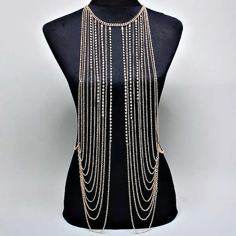 

present Sexy Body Chain Women Necklaces&Pendants Tassel Punk Long Necklace 2016 New Designer Female Fashion Jewelry