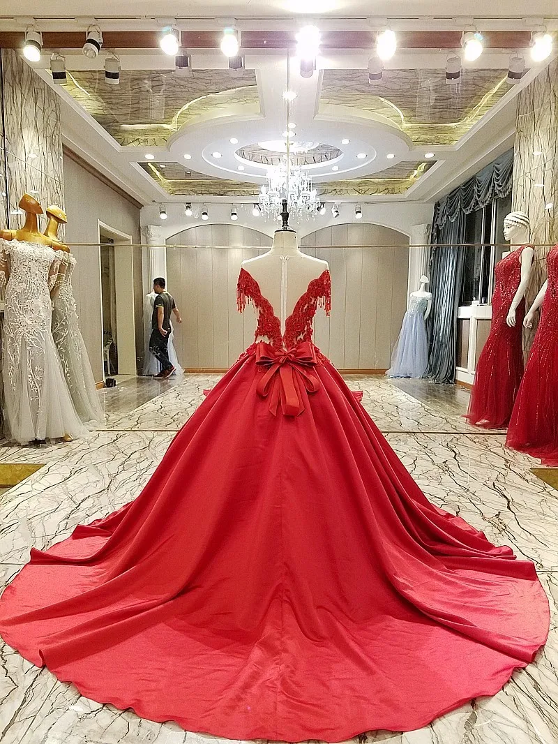 Модное Вечернее платье из красного атласа с бисером и объемным цветочным принтом; бальное платье на молнии сзади; длинное торжественное платье; Robe De Soiree; реальные фотографии