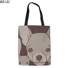 Женские сумки с верхней ручкой для женщин Модный большой пакет для продуктов Складной Милый Чихуахуа печатных тяжелых хозяйственных сумок