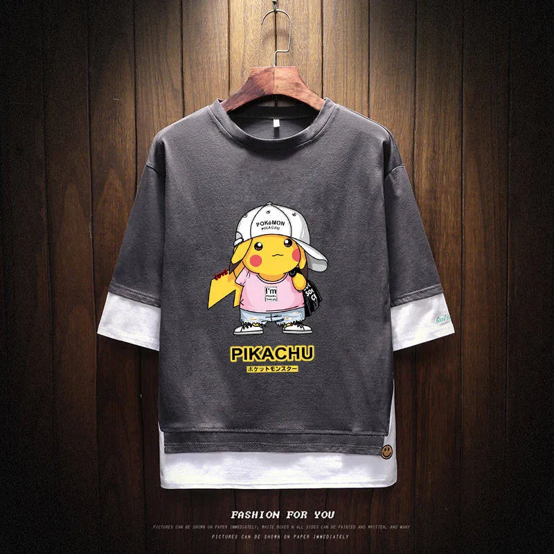 Летняя футболка, Уличная Повседневная Толстовка с капюшоном, свободная Мужская футболка с героями мультфильмов, забавные уличные футболки, футболка в стиле хип-хоп
