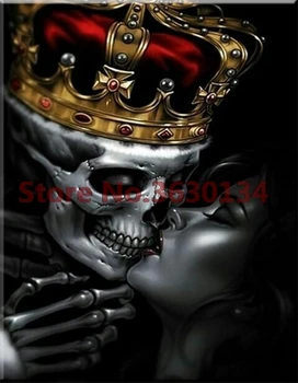 

Needlework DIY 5D Diamond Painting Cross Stitch Kits skeleton king and beauty kiss Full Mosaic Diamond Embroidery Home Decor