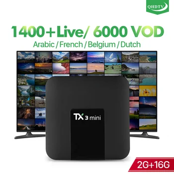 

France IPTV 4K H.265 Decoder Arabic IP TV Box TX3 Mini 2+16G Android 7.1 QHDTV 1 Year IPTV Arabic Netherlands No app included