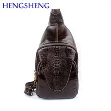 Hengsheng продвижение натуральной крокодиловой Мужчины Грудь мешок качество телячья кожа крокодила нагрудная сумка мужские кожаные сумки