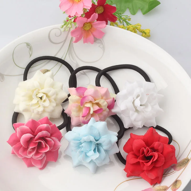 

Girls High Quality Fabric Flower Headbands Gum for Hair Summer Style Hair Accessories Rubber Rope Women Elastic Hair Bands