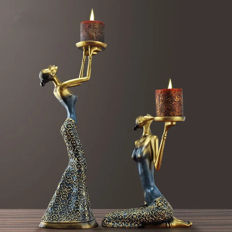 

European Creative Beauty Candlestick Romantic wedding centerpieces for table Resin candle holders Home Decorations free shipping
