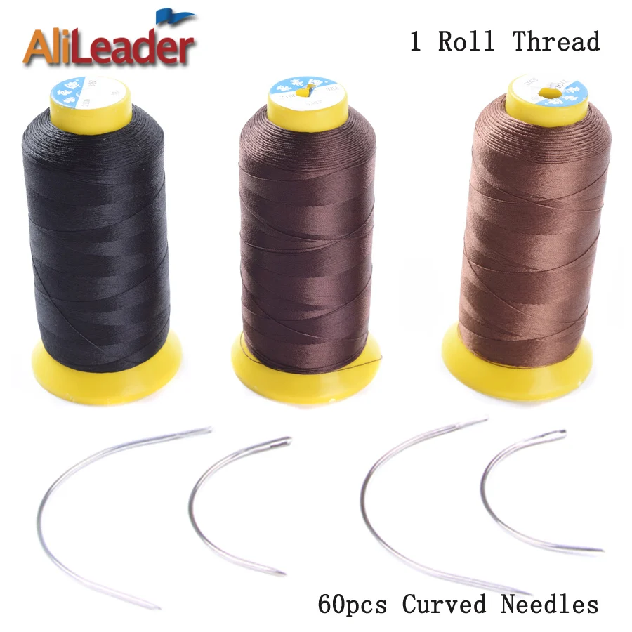 Alileader Hair Extension Needle And Thread, Brown Blonde Black Sewing