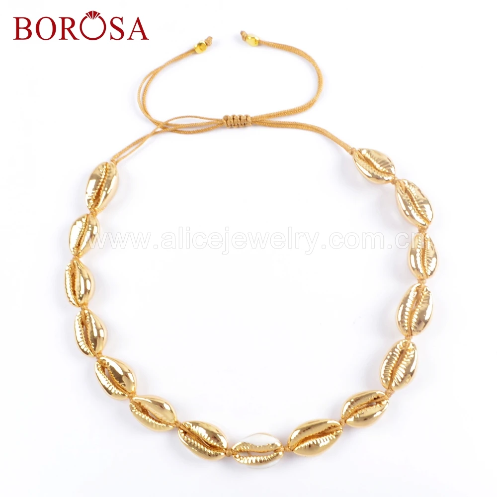 Koop BOROSA 2 3 PCS 12 inch Pure Handgemaakte 15 Natuurlijke Porceleinslak Shell Verstelbare Touw Choker Trim Shell Ketting Sieraden HD0003