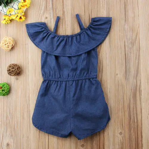 

Newest Toddler Kids Girls Denim Blue Strap Romper Jumpsuit Playsuit Clothes 1-6T