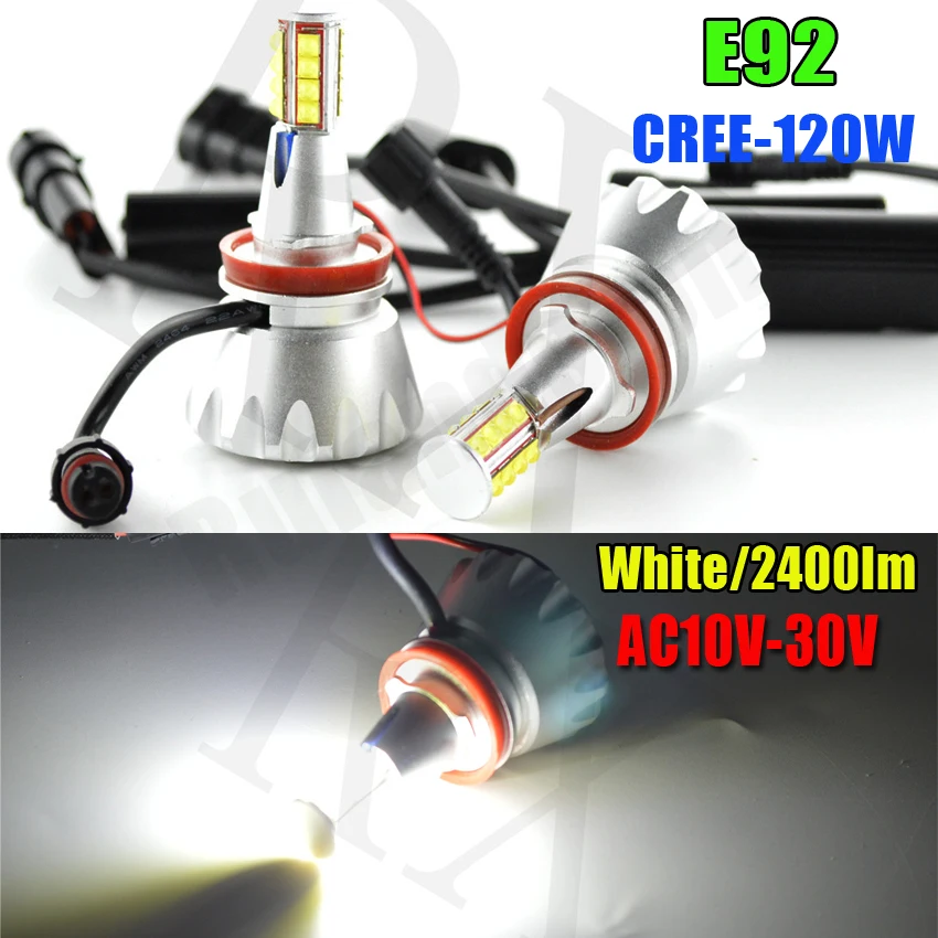 

1Set AC10-30V H8 Angel Eyes light 120W Angel Eyes Front Headlight Kit Led H8 Fog Lamp for BMW X5 E70 X6 E71 E90 E91 E92 M3 E60