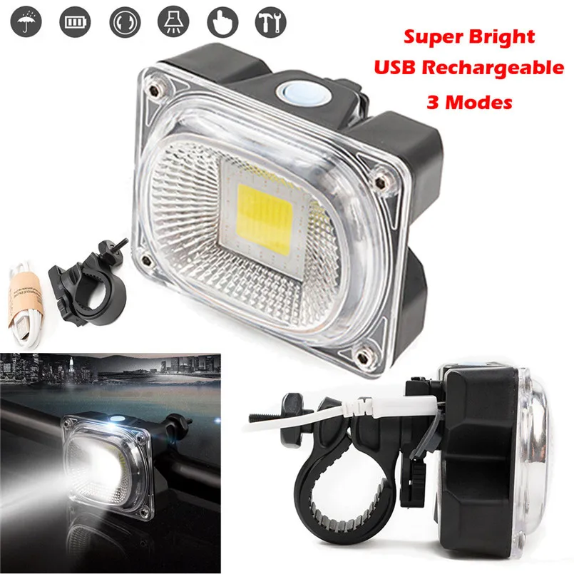 

Super Bright Rechargeable LED Bike Light Bicycle Lamp Front Light USB New White Bicycle lights
