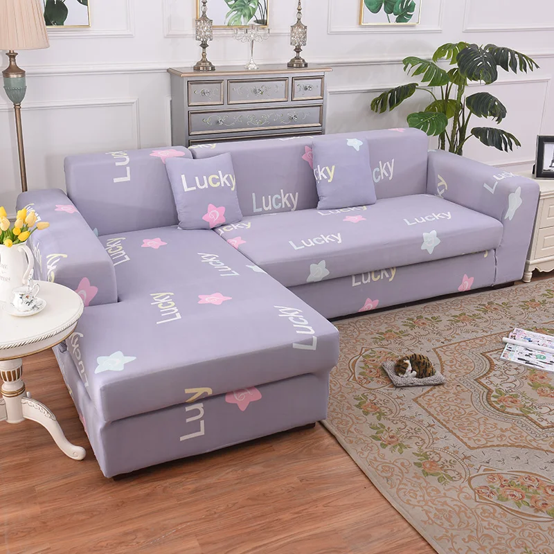 Фиолетовый мультяшный узор эластичный диван Чехол для дивана Loveseat чехол Чехлы