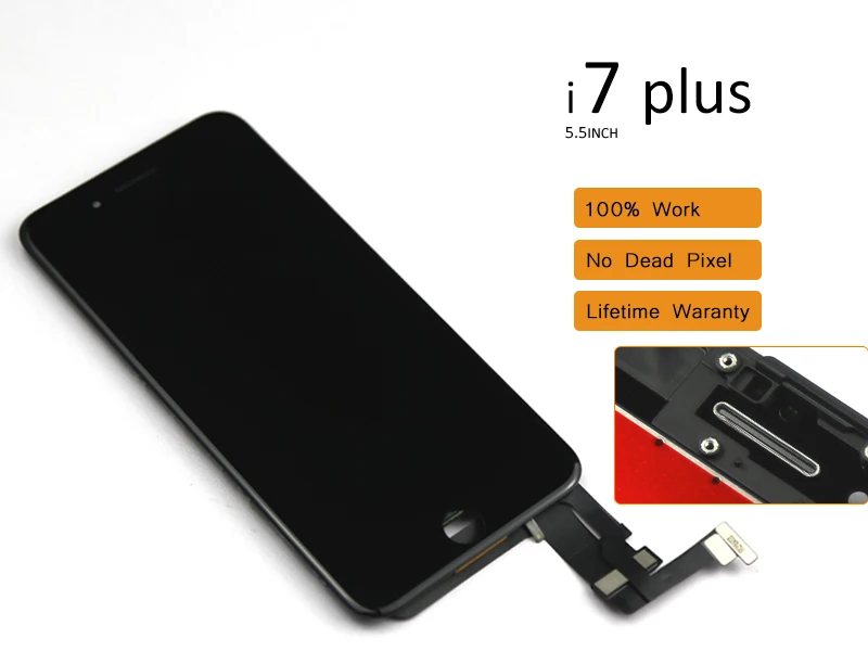 

A&AAA 2pcs No Dead Pixel For iPhone 7 Plus LCD Display With Touch Screen Digitizer Assembly Black&White