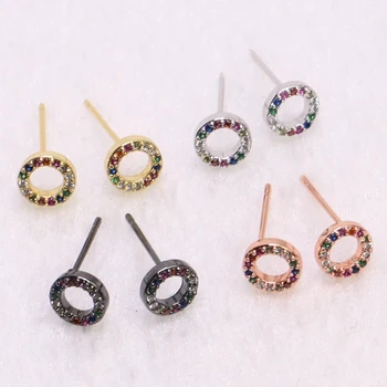 

Wholesale tiny circle Stud earrings Colorful zircon earrings mix color jewelry earrings wholesale jewelry Gift for lady 7161