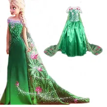 Disney Frozen vestido verde elsa disfraces chicas Cosplay fiesta princesa anna vestidos de fiesta meninas para niños moana elza