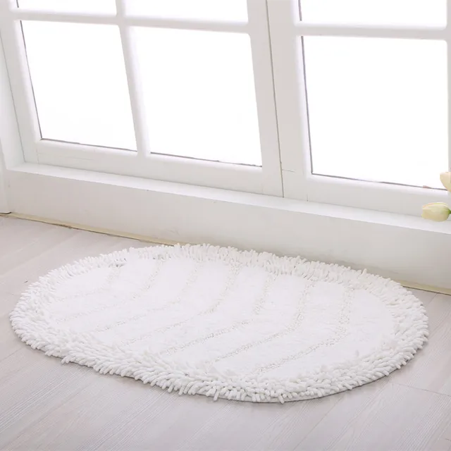 50*80cm Hot Selling Ellipse Bedroom Mats Bath Carpet Pure Color Area