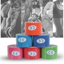 1 шт., 5 м, кинезиологическая лента, повязка для мышц, рулон, хлопок, эластичная лента для колена, кинезиологическая, водонепроницаемая, для занятий спортом, фитнесом, тренажерным залом, мышечная боль