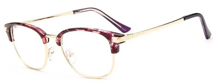 Модные металлические очки, мужские винтажные очки, очки для близорукости, оправа для очков, женские квадратные очки, оптические прозрачные очки Oculos - Цвет оправы: purple flower