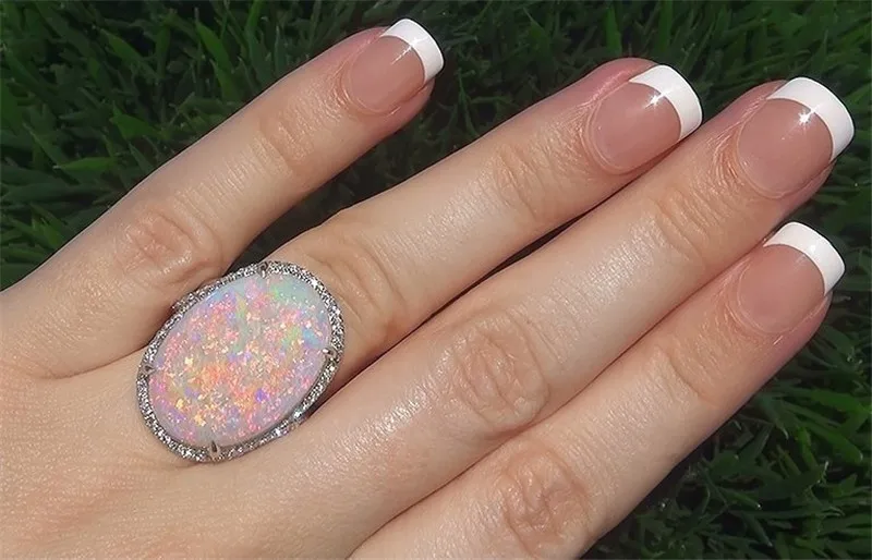 Classic Large White Oval Opal Rings Wedding Rings for Women Silver Color Cubic Zircon anillos Jewelry Bijuteria Feminina B2378 (6)