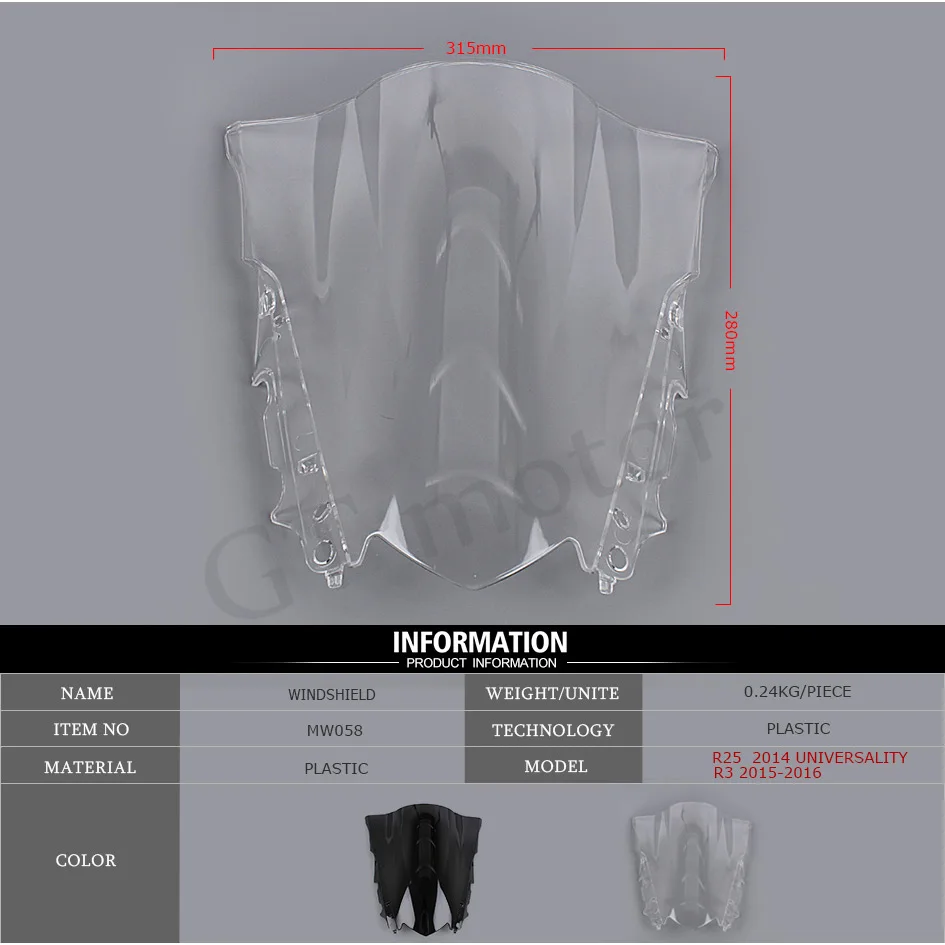GT двигатель-Мотоцикл Обтекатели ветра щит лобовое стекло ветровое стекло двойной пузырь для YAMAHA R3 R25