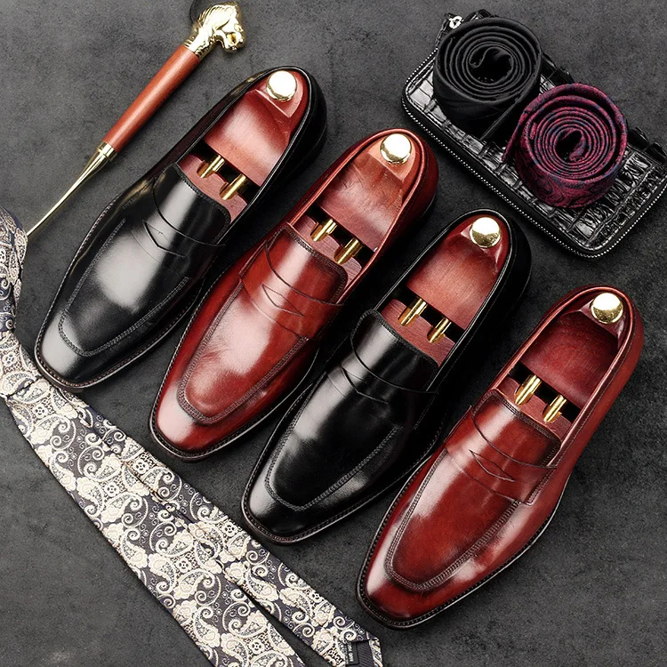 Formal Negócios Wear vermelho Flats Couro De Mão Nova À 8 Moda Homens Luxo Sapatos Projeto Oxford Genuíno Dos Vestido Preto Feitos Gentleman's 2018 wCwaIq