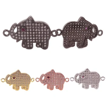 

New Gold/RoseGold/Silver/Black Colors Elephant Pendant Beads Charms Micro pave CZ Elephant Connectors For Bracelets DIY Jewelry