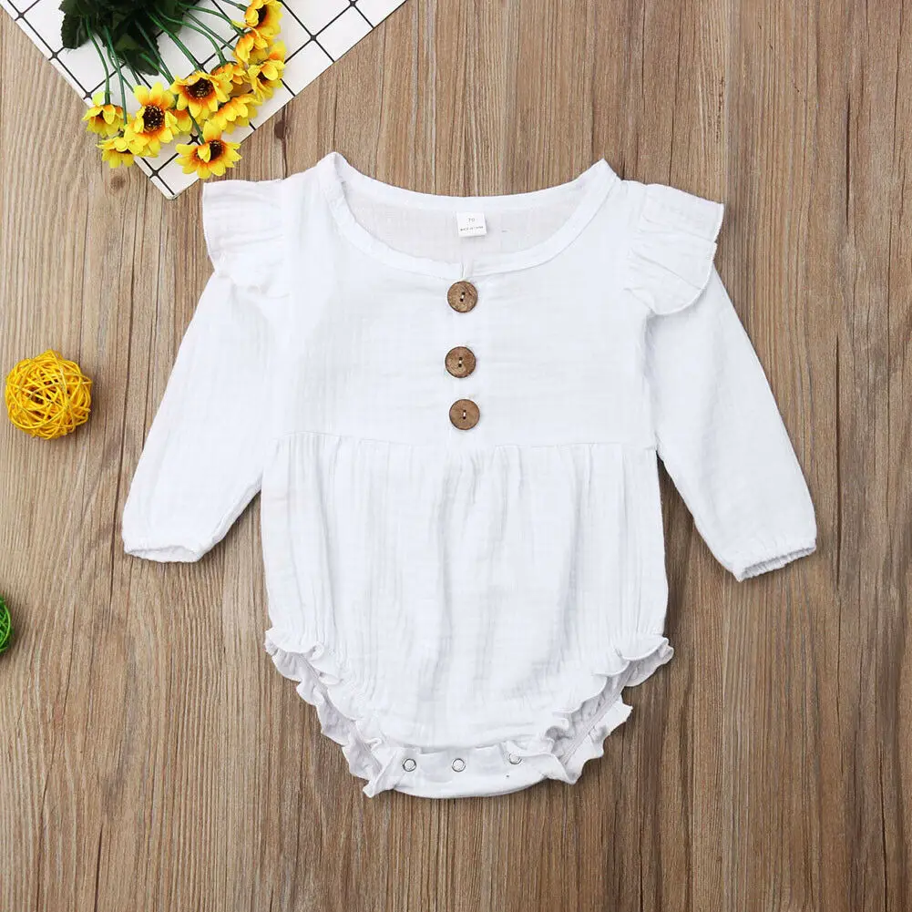 0-24M Summer Toddler Infant Baby Girl Boys Bodysuits Solid Long Sleeve Ruffles Jumpsuit Sunsuit Clothes 0-24M Summer Toddler Infant Baby Girl Boys Bodysuits Solid Long Sleeve Ruffles Jumpsuit Sunsuit Clothes