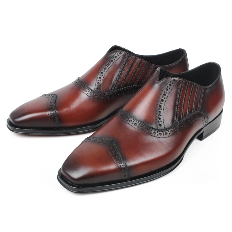 VIKEDUO/итальянские Лоферы для мужчин; модная мужская обувь коричневого цвета; повседневная кожаная обувь; Мужская обувь с перфорацией типа «броги»; Свадебная офисная обувь без застежки