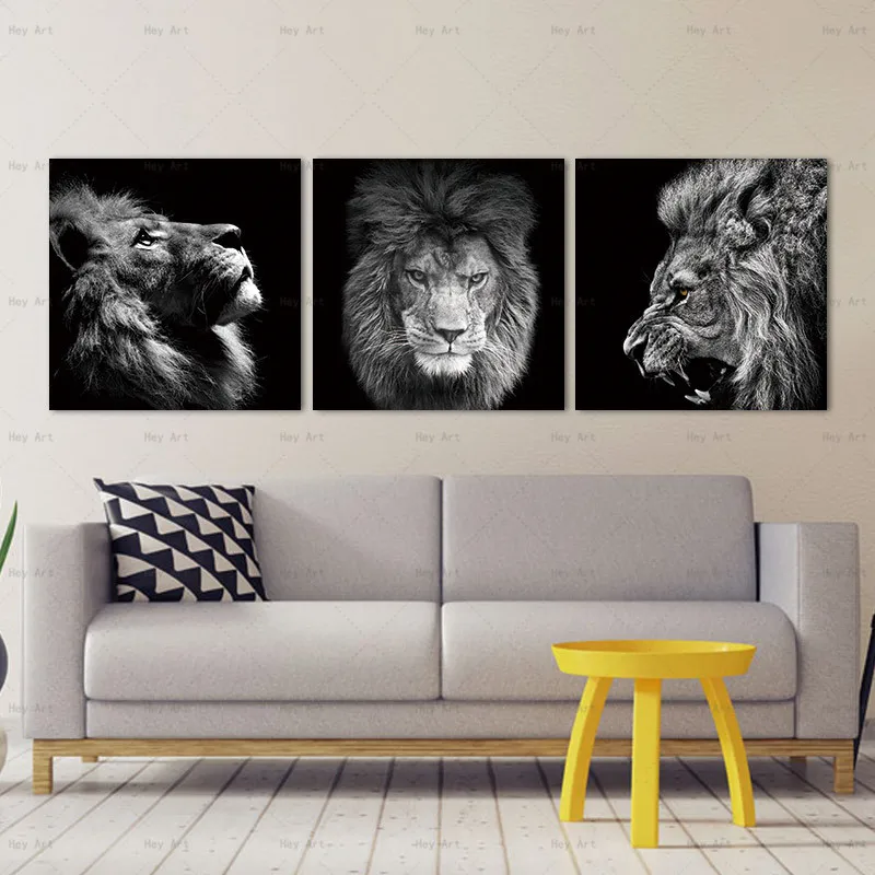 Modern Poster Black and White Wall art Picture lion art print Canvas Animal Painting artwork for Living Unframed Prints