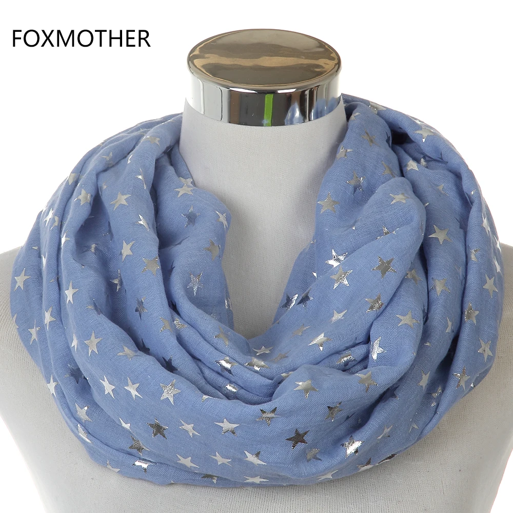 FOXMOTHER Новая мода блестящая бронзовая Серебристая черная синяя серая звезда бесконечность шарфы снуд для дам женские подарки