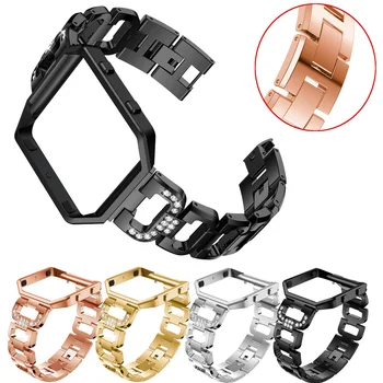 

For Fitbit Blaze Stainless Steel Watch Band Strap With Metal Frame Case Replacement WristBand Strap Watch Rhinestone Bracelet