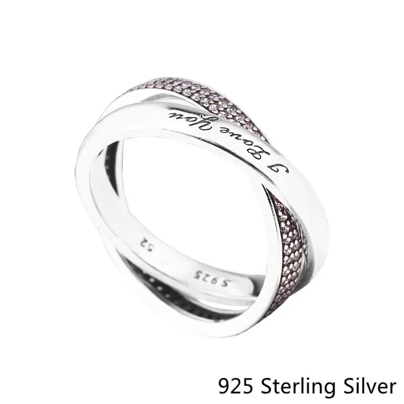 925 Sterling Silver Sweet Promise I love you Ring with Pink CZ Fits For