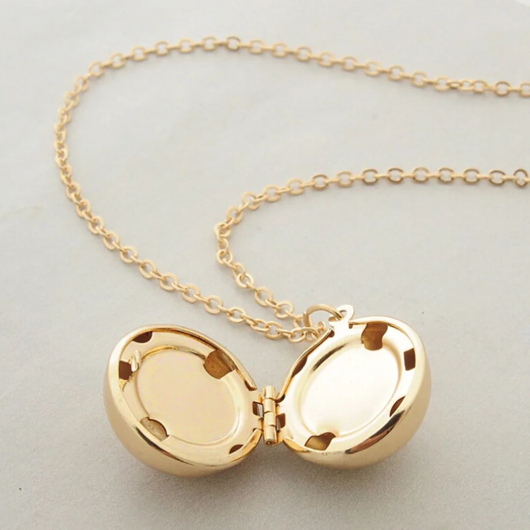 Charm Vintage lady Secret Message Ball Locket Silver Gold Pendant Necklace Jewelry Make A Love Confession Sweater Necklace Gift
