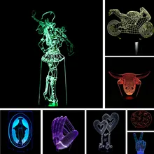 Стильный мультфильм победы LED 3D ночь свет лампы USB Touch красочные спальный Таблица настроение Спальня гостиная Cafe lbar огни