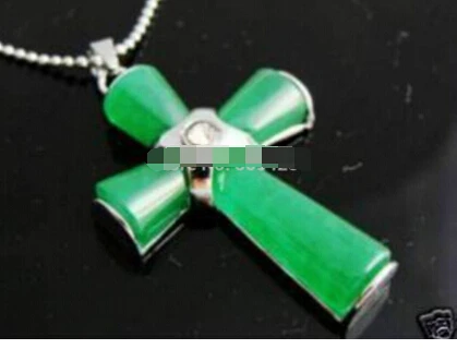 

Free shipping >>@>> hot sell 5PCS Hot Sell! New Charming Asian Green Jade Cross Pendant necklaces