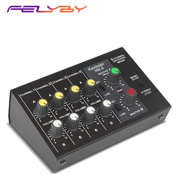 

FELYBY MIX-8 Mini Reverb Mixer 8-Channel Portable Professional mixer Home K Song Live recording voice-activated for microphone