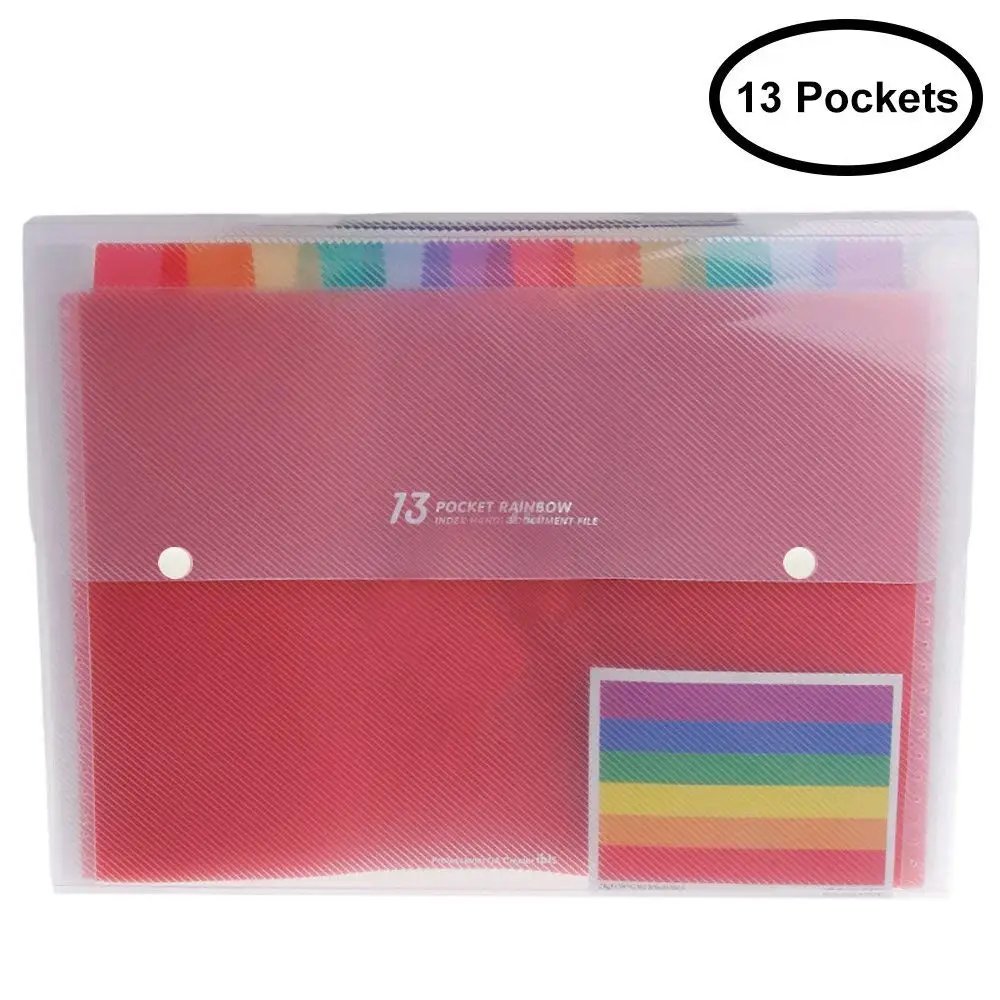 

MYLIFEUNIT Expanding Plastic File Folder 13 Pockets Rainbow File Organizer