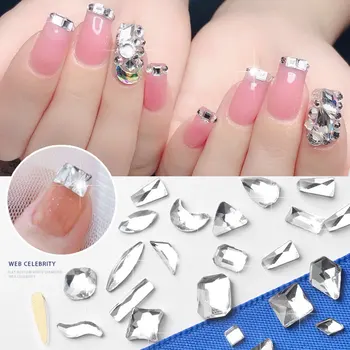

Hot 10pcs Clear Crystal 3D Nail Art Decorations Flat-back Rhinestone Glass Gems Jewelry 24 Styles Manicure Design Accessory