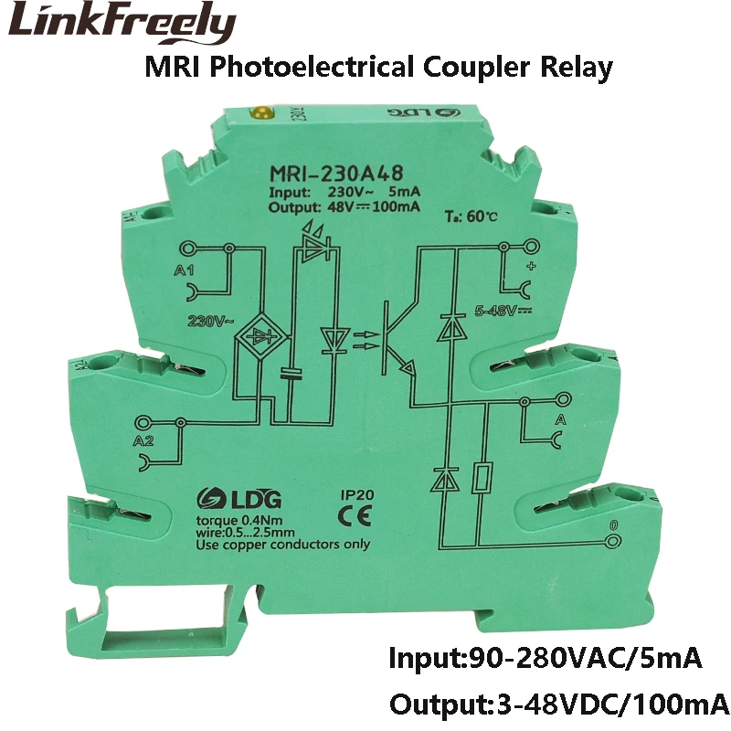 

MRI-230A48 Factory Price Input 90-280V AC LED Photoelectrical Coupling-interface Relay Module Optocoupler Isolating PLC Relay