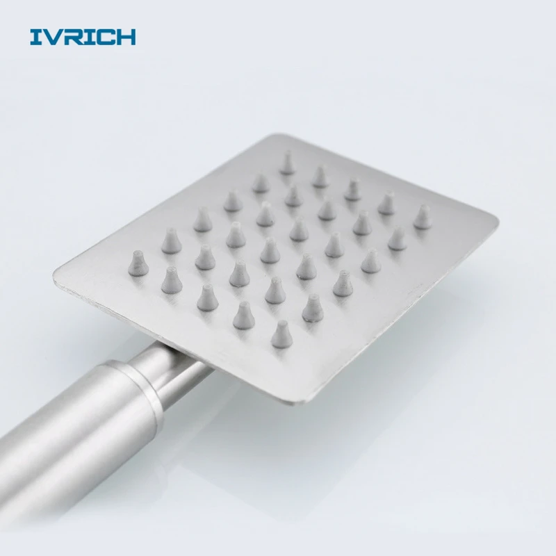 

VRICH Super thin Square hand showerhead All SUS304 stainless Presurizing Handheld with Anti-Clogging Silicon Nozzle F02