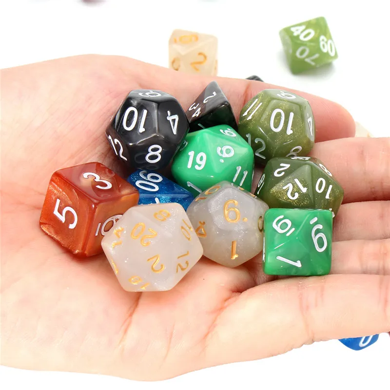 أحدث الساخن rpg 42 قطع الاكريليك النرد متعددة السطوح + 6 قطع النرد الحقيبة مكتب عبة للأحزاب الترفيه جمع