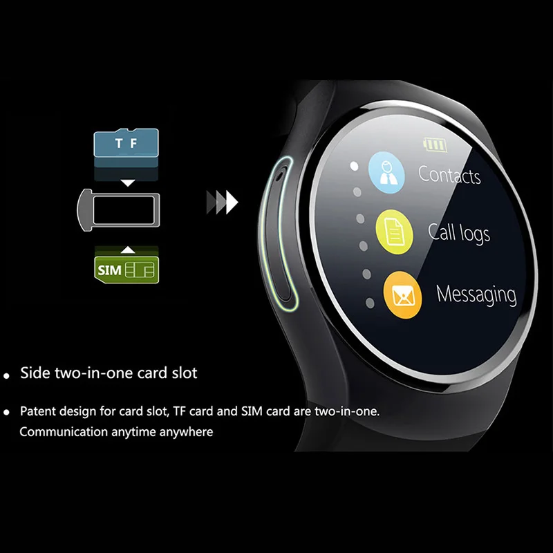 Время владельца KW18 Bluetooth часы Смарт часы Android часы телефон MTK2502c синхронизация уведомления Поддержка SIM TF карта для samsung Xiaomi