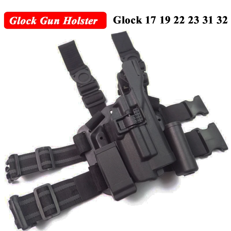 Tactical LV3 Glock Leg Holster With Flashlight Fit For Glock 17 19 22