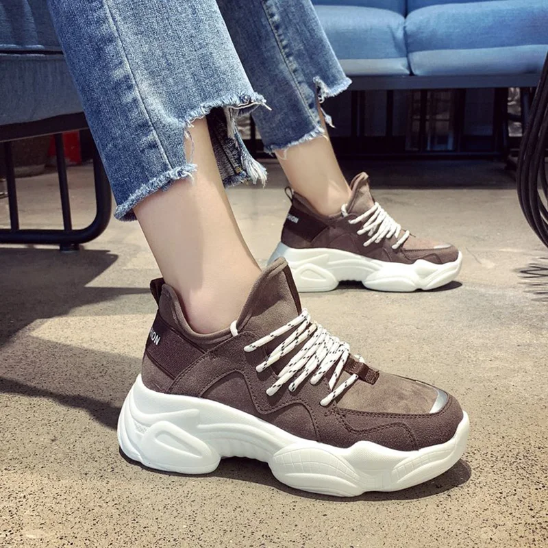 Women's Chunky Sneakers Spring Fashion Skate Women Platform Shoes Lace Up Woman Trainers Vulcanized Old Dad Shoes New S