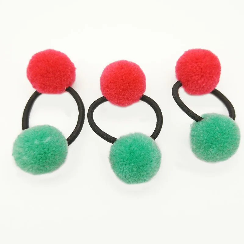 Wholesale 3 Pcs Two Balls Elastic Hair Bands Rope Rings Ties Kid