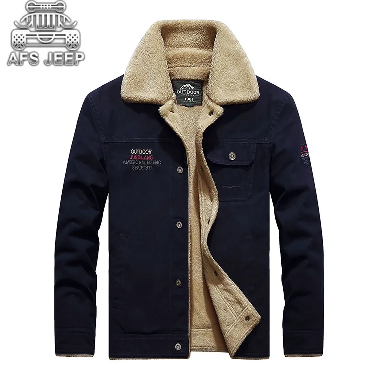 Новинка, зимние мужские парки, теплые толстые хлопковые джинсы с подкладкой, дизайнерские брендовые AFS JEEP Стильные повседневные мужские куртки и пальто